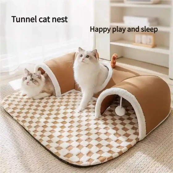 Cat Tunnel & Bed Combo: Play and Sleep Pet Nest